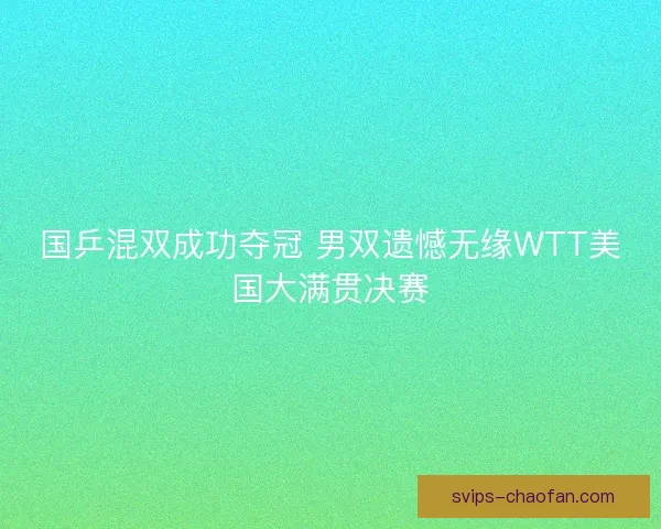 国乒混双成功夺冠 男双遗憾无缘WTT美国大满贯决赛