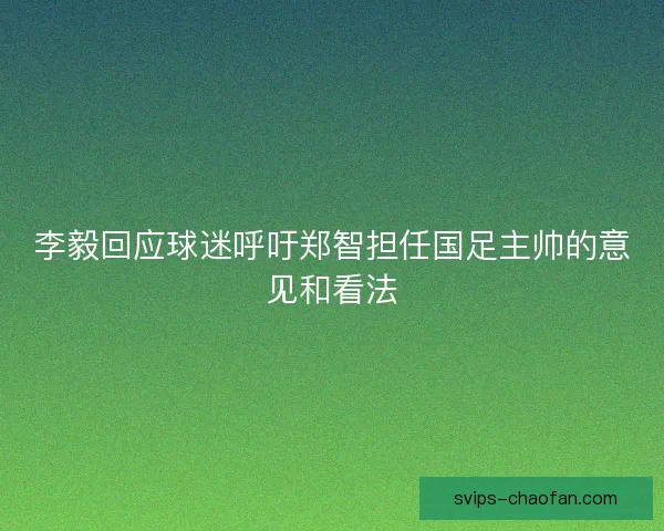 李毅回应球迷呼吁郑智担任国足主帅的意见和看法